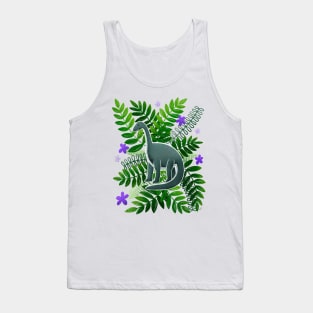 Dinosaur & Leaves - Green and Purple Tank Top